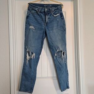 Old Navy Curvy High Rise Og Striaght Size 10 Tall Women's Distressed
